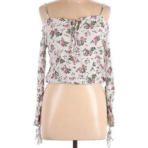 Kendall+Kylie Off the Shoulder Long Sleeves Floral Top (Adjustable Straps)